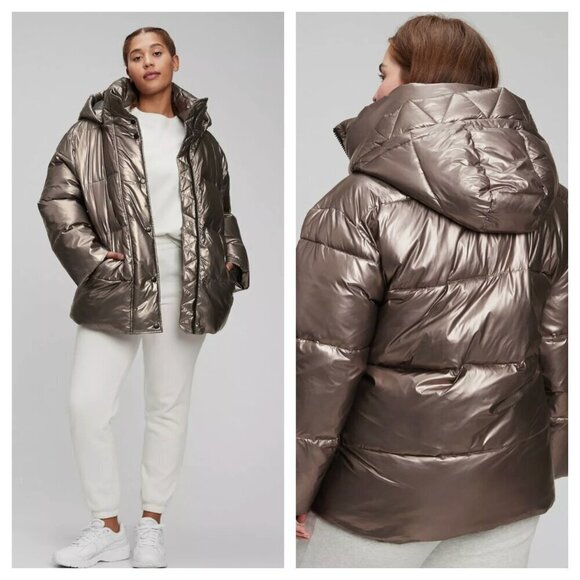 Gap Oversized Heavyweight Midi Puffer Coat Jacket Recycled Primaloft Brown M - Picture 1 of 9